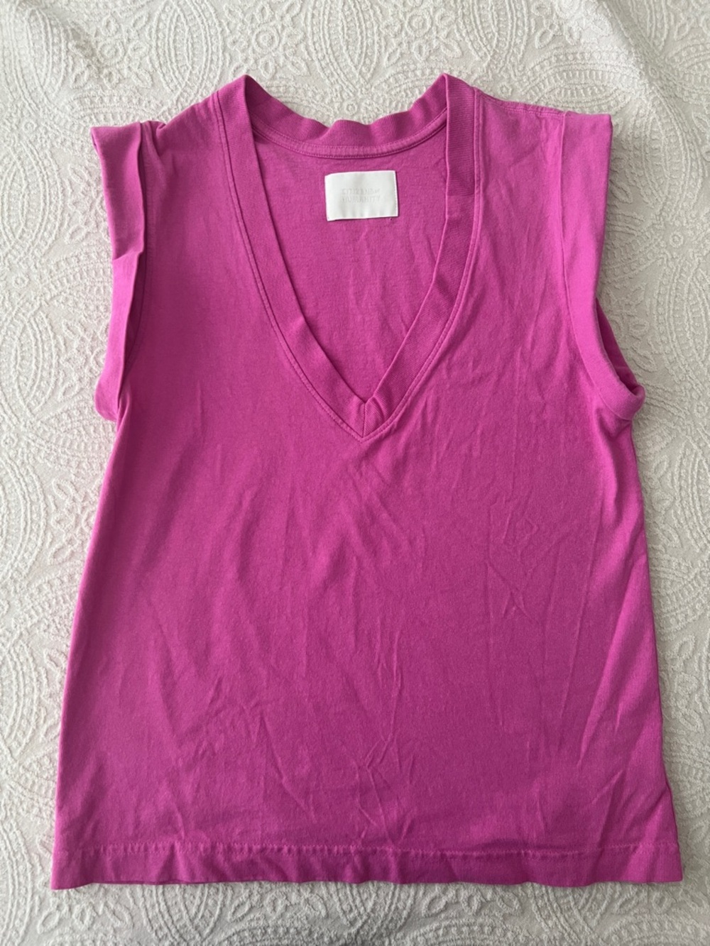 Eugenie Sleeveless V-Neck Women's Top in Fuchsia